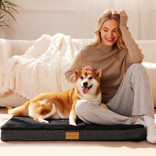 Patas Lague Orthopedic Medium Dog Bed Washable Pet Sofa Mat 30''X20''Black