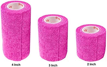 Vet Wrap Tape (Fuchsia) (2 Pack) (3 Inch x 15 feet) Self Adhesive Adherent Adhering Cohesive Flex Self Stick Bandage Grip Roll Dog Cat Pet Horse
