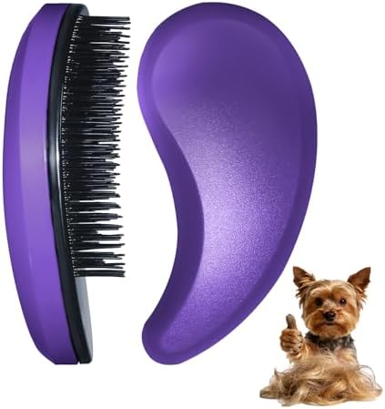 Small Dog Brush, Skin-friendly Soft Bristles (Dark Purple)