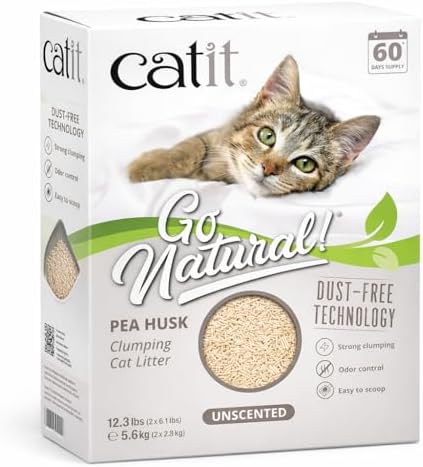 Catit Go Natural Pea Husk Clumping Cat Litter, Unscented, 12.3 lbs
