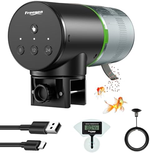 FREESEA Automatic Fish Feeder for Aquarium: 200ml Vacation Dispenser