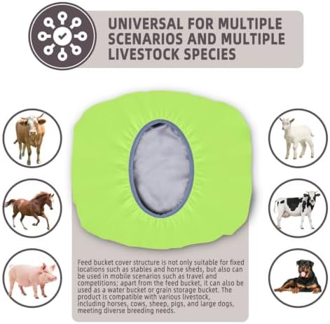 2-5 Gallon Horse Bucket Cover, Waterproof Horse Feed Bucket Cover, Lightweight and Easy to Use (Excluding Bucket, Neon Green)