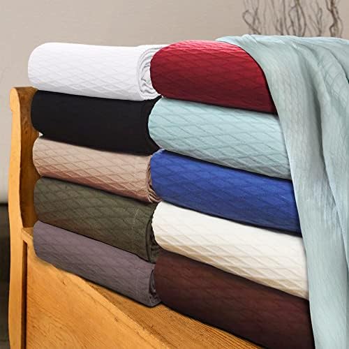 Superior Diamond Weave All-Season Cotton Blanket, Cover for Home, Couch, Bed, Soft, Warm Blankets, Boho Aesthetic, Comfy, Cozy, and Cute Covers, Decorative Bedding Essentials, Twin Size, Grey