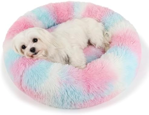 nononfish Cozy Donut Pet Bed,Soft Calming Dog Bed