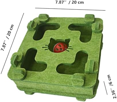 IUHKBH Cat Puzzle Toy, Soft Felt Intelligence Mind Game Track Balls Interactive Kitten Toy Puzzle Box for Indoor Cats, Easy to Assemble [Green]