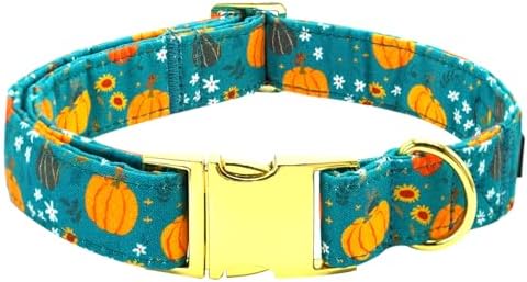 Dog Collars, Fall Dog Collar Fall Pumpkin Print Pet Collar Durable Metal Collar Cute Soft Dog Collar Puppy Collars Adjustable Dog Collar for X-Small Dogs
