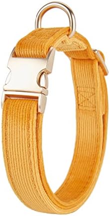 Soft Corduroy Fibric Dog Collar with High Grade Metal Buckle, for Large Dogs.(Orange,Large:17-26")
