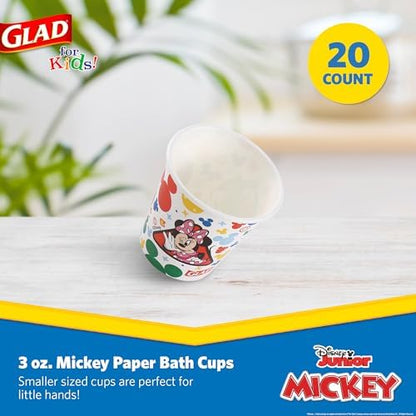Glad Disney Mickey and Friends Disposable Paper Cups, 3 Oz, 20 Ct, 2-Pk