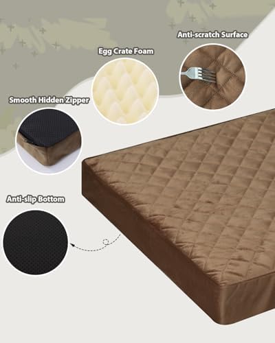 NUPIDA Orthopedic XXL Dog Beds for Crate with Washable Cover, 47x29, Brown