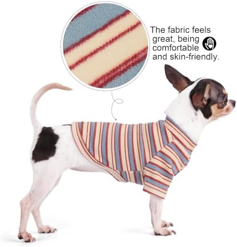 Paiaite Stylish Striped Block Dog Shirt Breathable Clothes Beige&Blue 2XL