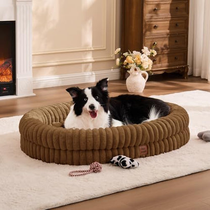 ChiXnuggle Orthopedic Dog Bed, Washable Cover, Faux Fur Bolster Pet Couch