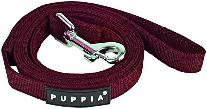 Puppia Two Tone Dog Lead Strong Durable Comfortable Grip Walking Training Leash for Small & Medium Dog, Wine, Small