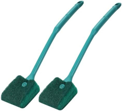 AQUANEAT 2pcs Fish Tank Cleaning Tools, Aquarium Double Sided Sponge Brush, Algae Scraper Cleaner with Long Handle
