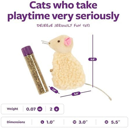 SmartyKat Madcap Mania Refillable Catnip Plush Cat Toy, Includes 2g Tube of Pure & Potent Catnip for Cats & Kittens