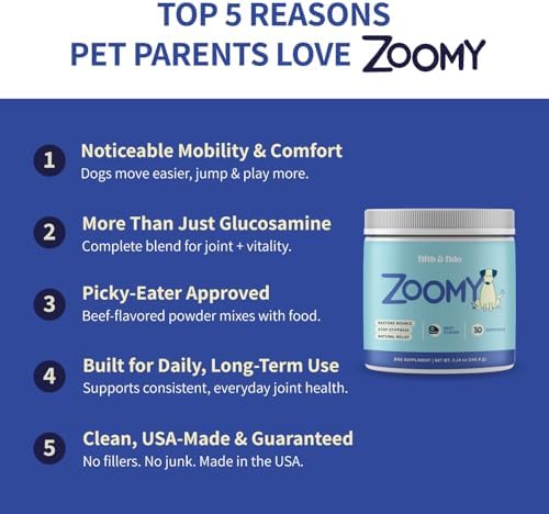 Fifth & Fido Zoomy Hip & Joint Supplement for Dogs, Powder