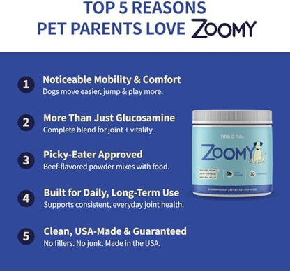 Fifth & Fido Zoomy Hip & Joint Supplement for Dogs, Powder