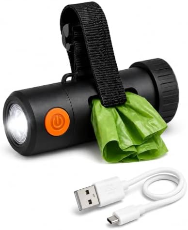 Smart Poop Bag Holder With LED Light - No Batteries Needed - USB-C Rechargeable Special Retracting Function Compact Durable Lightweight Perfect Pet Gift with poop bag opener