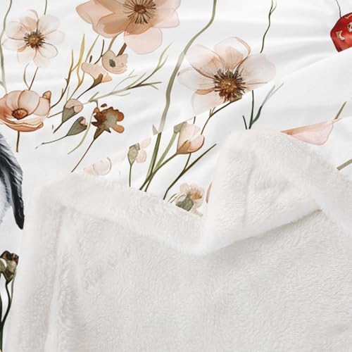 Erosebridal Kids Penguin Blankets and Throws 40"x50",Mushroom Penguin Blanket Throw for Teen Girls Boys,Antarctica Animal Fleece Blanket Country Style Floral Fuzzy Blanket for Bed Sofa Decor