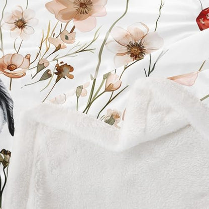 Erosebridal Kids Penguin Blankets and Throws 40"x50",Mushroom Penguin Blanket Throw for Teen Girls Boys,Antarctica Animal Fleece Blanket Country Style Floral Fuzzy Blanket for Bed Sofa Decor