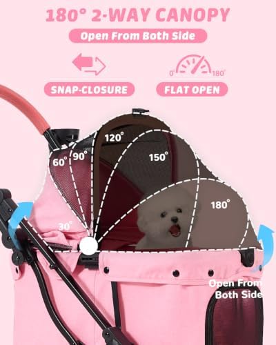 HITTITE Pet Stroller with Weatherproof Cover, All-Terrain 4-Wheel Cat & Dog Stroller with Adjustable Canopy, Foldable Dog Strollers with Storage Basket for Small to Medium Dogs Up to 55 lbs.