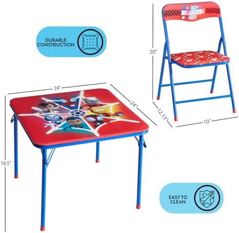Marvel Spidey and His Amazing Friends Kids Activity Table and Chair Set,3 Piece Set with Square Table & 2 Folding Chairs, Furniture for Ages 3+, Indoor Play & Learning