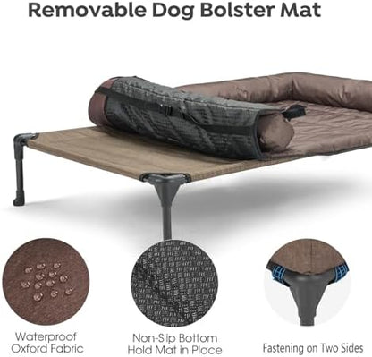 Veehoo Outdoor Elevated Dog Bed with Waterproof Bolster Cushion, Cooling