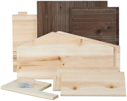 Relaxdays Hedgehog House, Wooden Protective Box, 2 Rooms, Hibernation Den, Winter Shelter, 24 x 46 x 33.5 cm, Natural