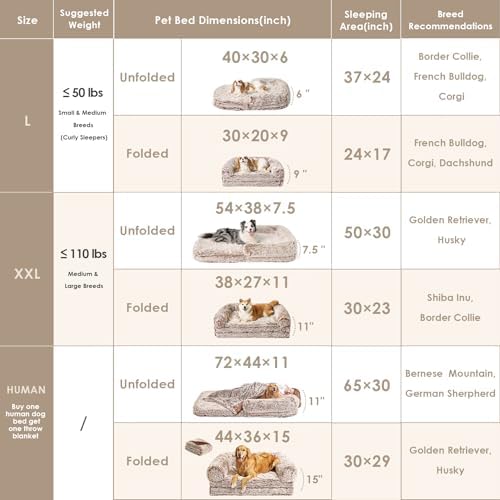 EHEYCIGA Foldable XXL Dog Bed for Large Sized Dog - 54x38x7.5, Faded Brown