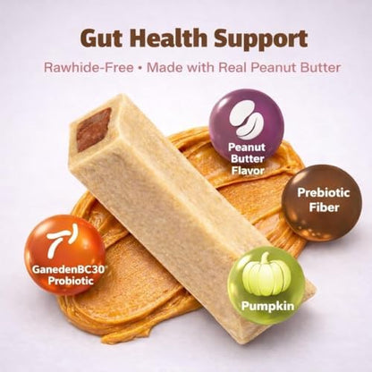 Pet Naturals BusyButter Balanced Belly Peanut Butter Bones, Rawhide-Free Chews for Small Dogs, Long Lasting Chew Bones, Probiotics and Pumpkin for Gut Health, 22 Count