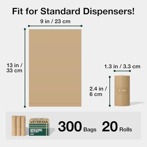 VETRESKA Dog Poop Bags, 300 Counts, Leak Proof, Extra Thick and Large