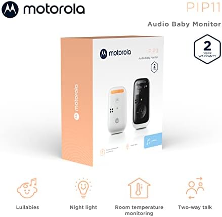 Motorola Nursery Audio Baby Monitor, No WiFi, 1000ft Range, Lullabies, Nightlight, Portable Parent Unit, Cry Detection, DECT, PIP11
