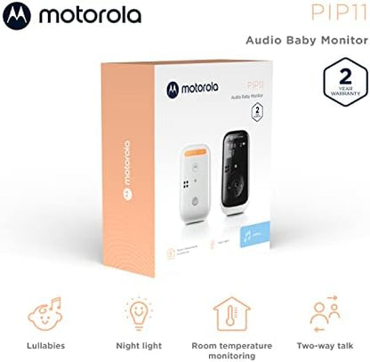 Motorola Nursery Audio Baby Monitor, No WiFi, 1000ft Range, Lullabies, Nightlight, Portable Parent Unit, Cry Detection, DECT, PIP11