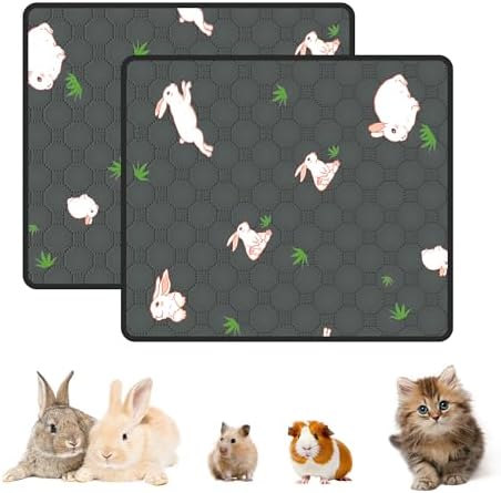2-Pack Guinea Pig Cage Liner, 31in x 36in Fast Absorption Washable Bedding Pee Pads for Dogs Puppy Rabbit Small Animal Cage Mat, Leakproof & Non-Slip