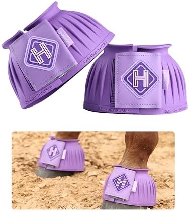 Harrison Howard Rubber Bell Boots for Horses, Hoof Overreach Protection for Horses, w/Upgraded Leather Touch Tape
