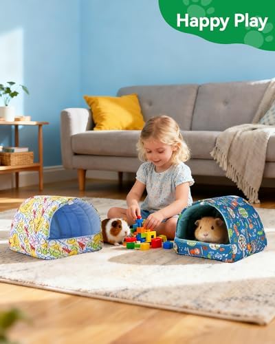 2 PCS Guinea Pig Hideout Guinea Pig House,Washable Hamster Hideout Small Animal Cage Accessories for Mouse Chinchillas Hamsters Hedgehogs Ferrets Bearded Dragons and Rats