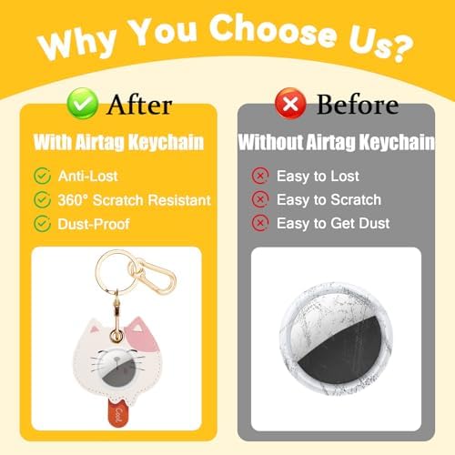 Leather Keychain Holder Case for AirTag, Cute Protective Cover for Apple Airtag KeyChain, GPS Tracker Item Finder