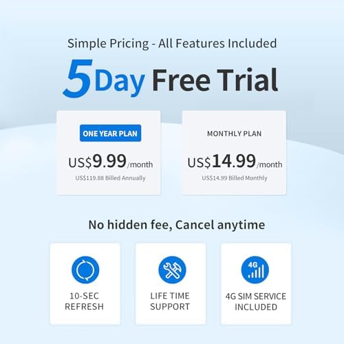 Magnetic GPS Tracker for Vehicles, Affordable Subscription, 5-Day Free Trial, Up to 7-Month Battery Life, Hidden Waterproof Real-time Tracker for Car, Trailer