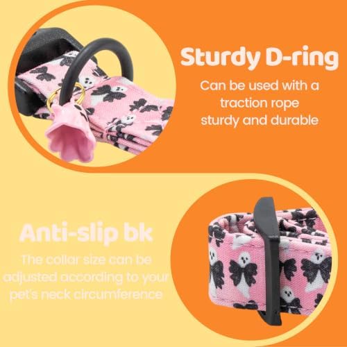 Halloween Pink Ghost Dog Collar Adjustable for Medium Dogs