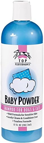 Top Performance Baby Powder Pet Shampoo in 17 Oz. Size for Bathing Puppies and Kittens – Helps Pets with Skin Conditions