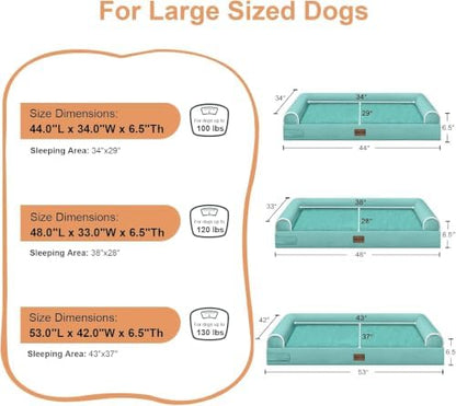 NANUYA Orthopedic Dog Bed for XX-Large Dogs, 44 x 34 Inch, Aqua Blue