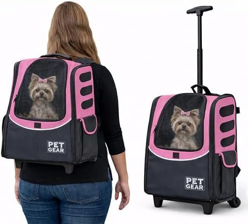 Pet Gear I-GO2 Roller Backpack, Medium Escort, Pink Diamond