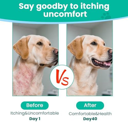 VUN Dog Allergy Relief Chews,Itchy Skin & Coat Relief,Paw Licking Support