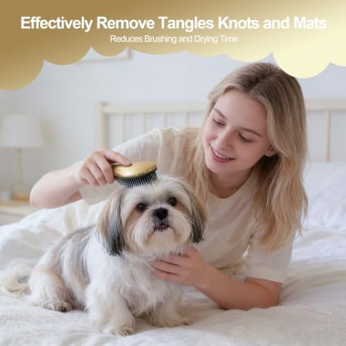 Small Dog Brush, Skin-friendly Soft Bristles (Rose Gold)