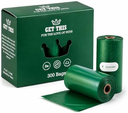 GET THIS Dog Poop Bag - 300 Dog Waste Bags, Lavender Scented, Leakproof & Odor-Trapping, Durable Waste Bags – 20 Rolls (15 Pet Poop Bagі Per Roll), 13x9" Environment-friendly Potty Bags
