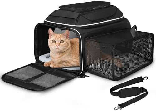 Petskd Top and Side Expandable Small Pet Carrier Airline Approved, Black