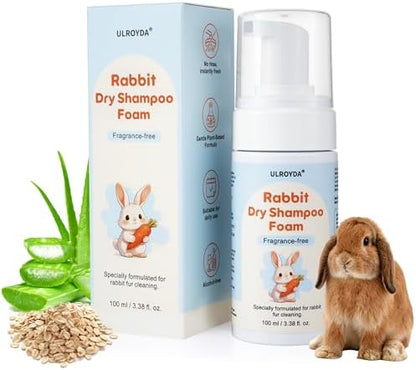 Waterless Rabbit Shampoo | Fragrance-Free & No Rinse Cleanser for Small Pets | Gentle for Sensitive Skin, Ideal for Ferrets, Guinea Pigs, Bunnies, Hamsters & Sugar Gliders, 3.38 fl oz (Fragrance Free)