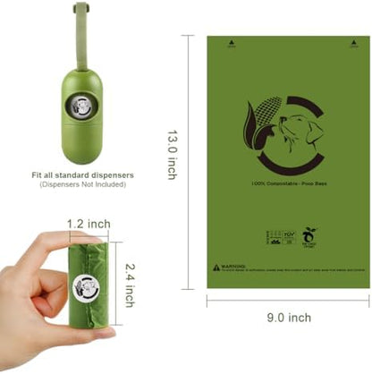 Certified Home Compostable Dog Poop Bags, 270 Plant Based Bags (18 Rolls)