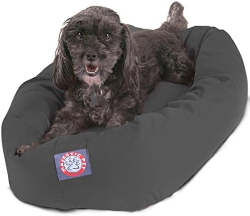 Majestic Pet Bagel Calming Dog Bed, 24 Inch Small, Round, Washable, Gray