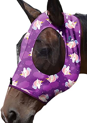 Mask Tech 5 Pieces Horse Fly Masks with Ears, Stretchy Elastic Mesh Fly Masks, 3D Eye Clearance, UV Protection-Large,Combo 22