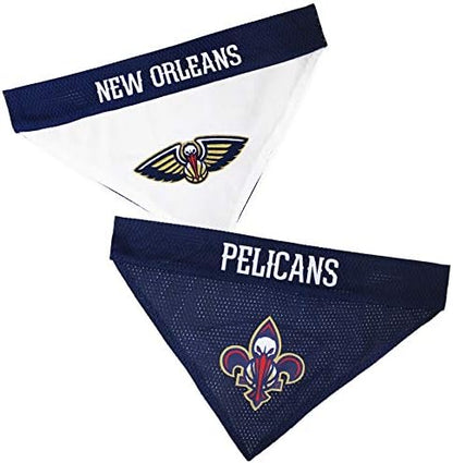 Pets First NBA Dog Bandana - New Orleans Pelicans Reversible Home & Away Sports Bandana with Premium Embroidery Team Logo, Small/Medium
